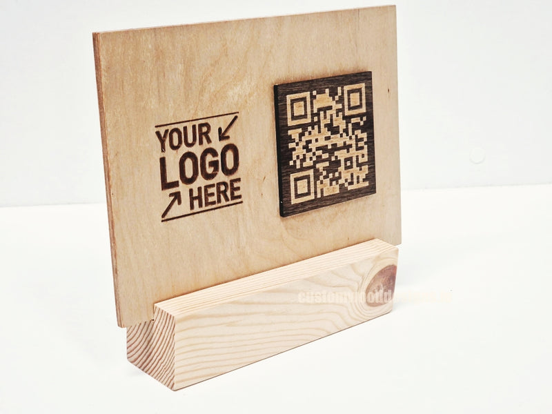 Load image into Gallery viewer, QR Display Stands A5 Big Block Natural 10-1000 Custom Wood Designs CU0C0B_1