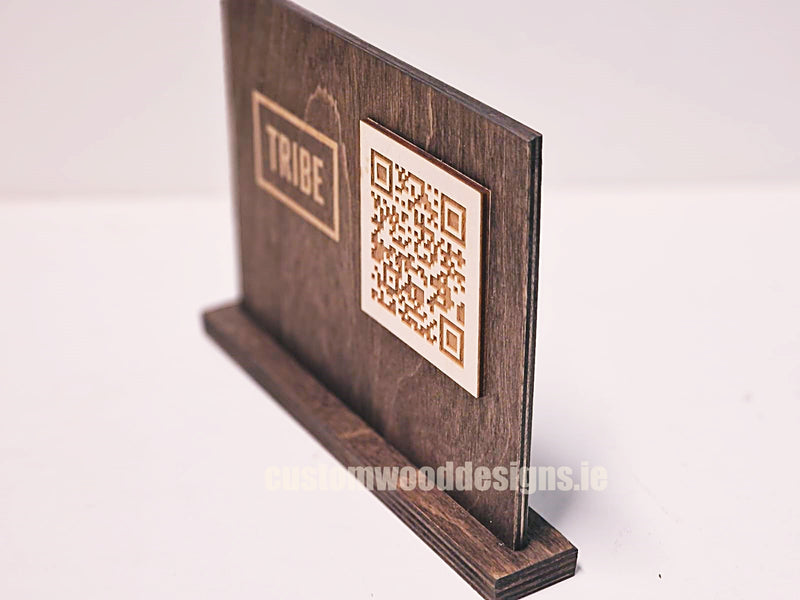 Load image into Gallery viewer, QR Display Stands A5 Brown Birch 10-1000 Custom Wood Designs CU25A5_1