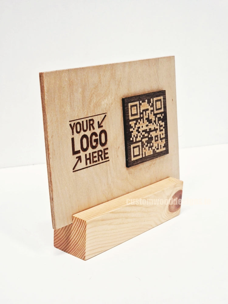 Load image into Gallery viewer, QR Display Stands A5 Big Block Natural 10-1000 Custom Wood Designs CU82C8_1