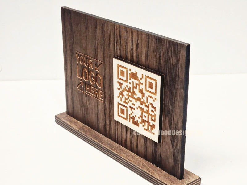 Load image into Gallery viewer, QR Display Stands A5 (Dark Oak) 10-1000 Custom Wood Designs CU82C8_1_5c502ed0-1390-41bf-85f6-5f15d0495825