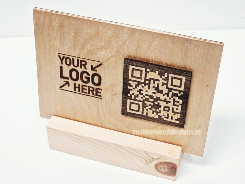 Load image into Gallery viewer, QR Display Stands A5 Big Block Natural 10-1000 Custom Wood Designs CUA3D2_1
