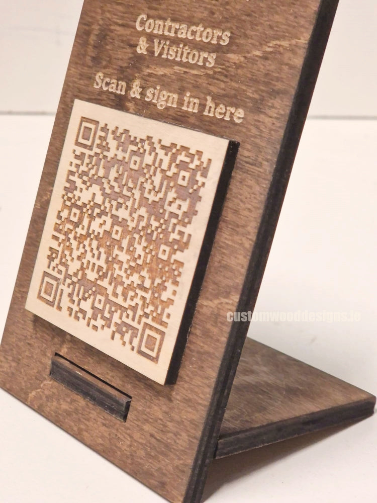 Load image into Gallery viewer, QR Display Stand - Laser Cut Dark Oak 10-1000 Custom Wood Designs CUBBF2_1