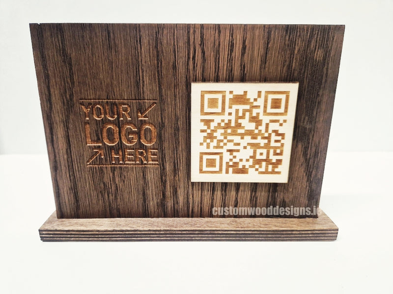 Load image into Gallery viewer, QR Display Stands A5 (Dark Oak) 10-1000 Custom Wood Designs CUSTOM_1_1270c8fb-132c-45d0-9594-0f5fa5fd075b