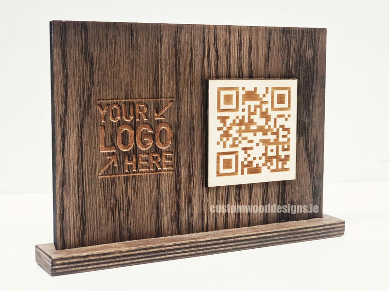 Load image into Gallery viewer, QR Display Stands A5 (Dark Oak) 10-1000 Custom Wood Designs CUSTOM_3_14b702b7-18e9-4b5d-ad7c-6bef7b2442ef