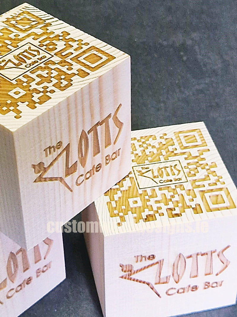 Load image into Gallery viewer, QR Code Block Natural 3 sides Branded 10-1000 Custom Wood Designs CUSTOM_3_eda72fe2-f678-413c-83dc-e43b39c6a0bb