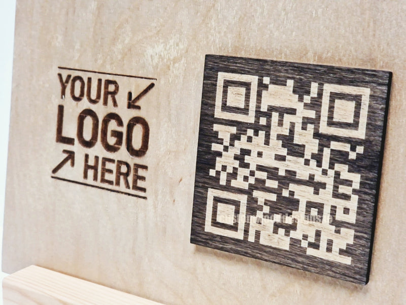 Load image into Gallery viewer, QR Display Stands A5 Big Block Natural 10-1000 Custom Wood Designs CUSTOM_4_0605b116-ec3e-45f1-9d37-33158e92cc08