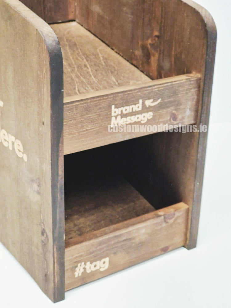 Load image into Gallery viewer, Dark Pine Three-Shelf Compact Countertop Display - Custom Wood Designs