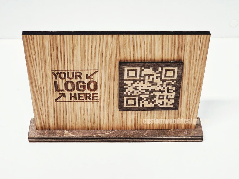 Load image into Gallery viewer, QR Display Stands A5 (Light Oak) 10-1000 Custom Wood Designs CustomWoodDesignsIrelandWoodenQRCodesSustainableQRCodesLaserEngravedQRCodesHospita_6