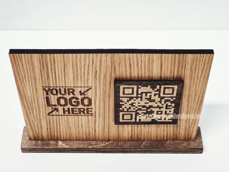Load image into Gallery viewer, QR Display Stands A5 (Light Oak) 10-1000 Custom Wood Designs CustomWoodDesignsIrelandWoodenQRCodesSustainableQRCodesLaserEngravedQRCodesHospitali_1