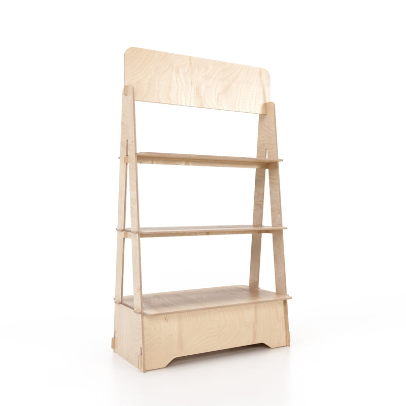 Load image into Gallery viewer, Oco 800 multi-shelf display unit made of eucalyptus wood.