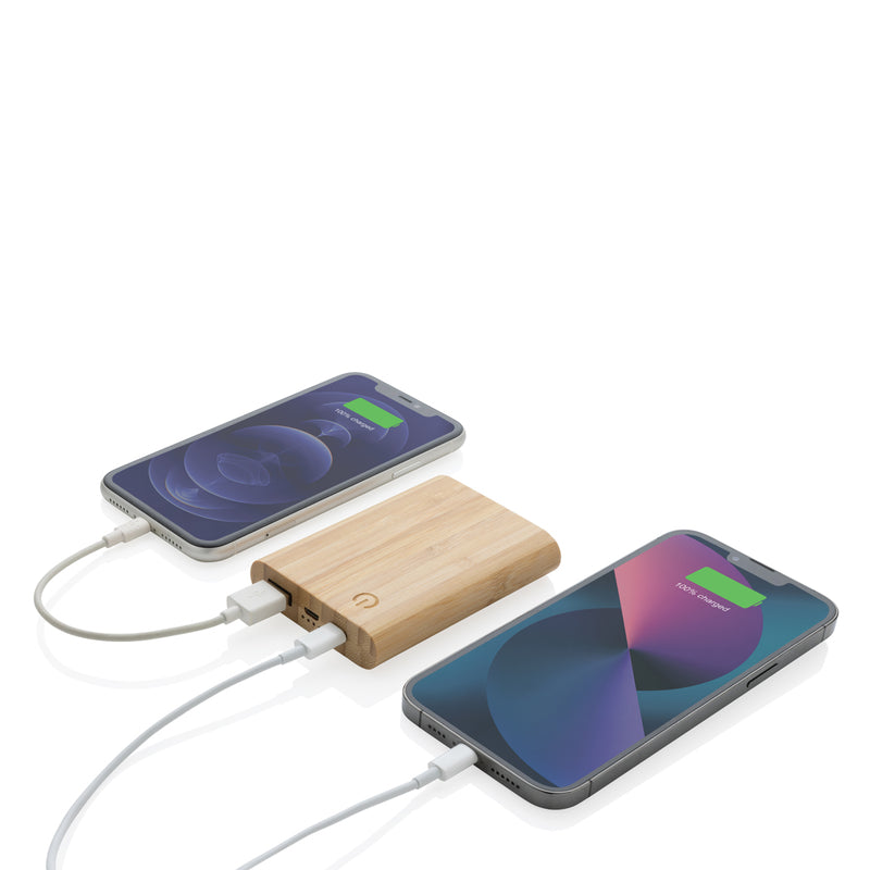 Load image into Gallery viewer, Bamboo 5.000 mAh powerbank - Custom Wood Designs
