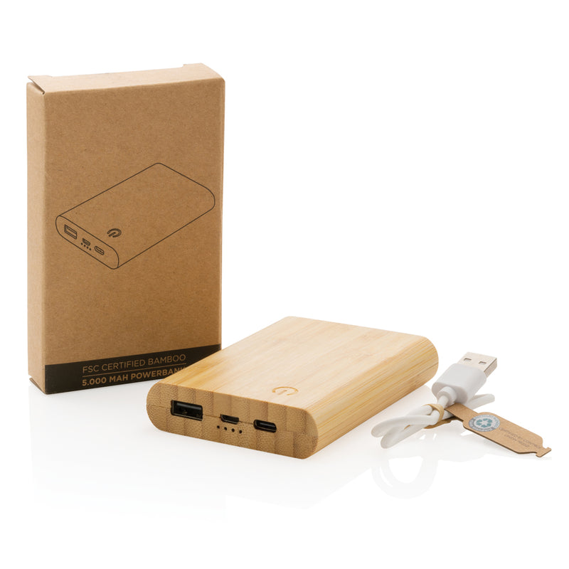 Load image into Gallery viewer, Bamboo 5.000 mAh powerbank - Custom Wood Designs