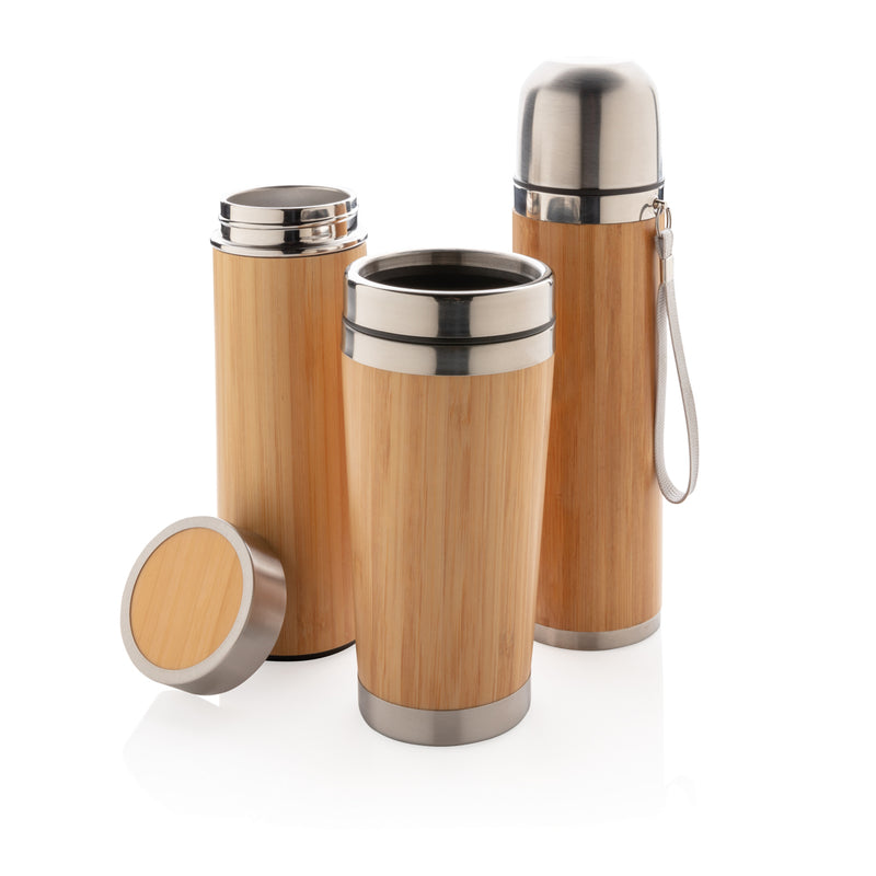 Load image into Gallery viewer, Leak proof bamboo vacuum bottle - Custom Wood Designs