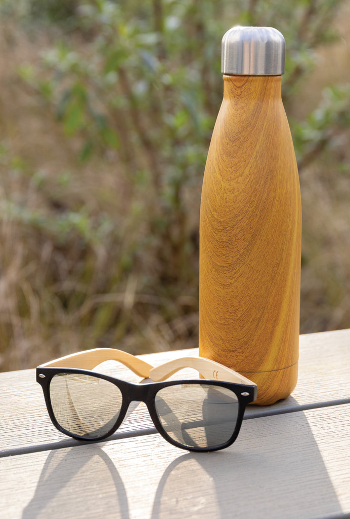 Load image into Gallery viewer, Vacuum insulated stainless steel bottle with wood print - Custom Wood Designs