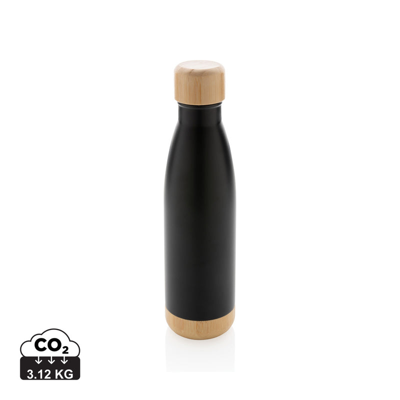 Load image into Gallery viewer, Vacuum stainless steel bottle with bamboo lid and bottom - Custom Wood Designs