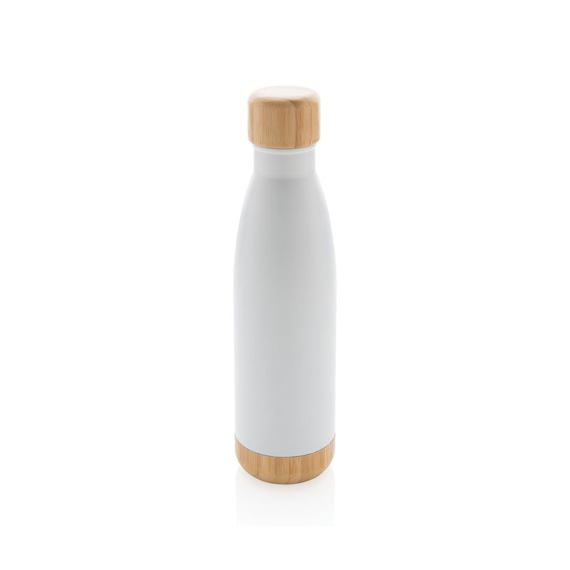 Load image into Gallery viewer, Vacuum stainless steel bottle with bamboo lid and bottom - Custom Wood Designs