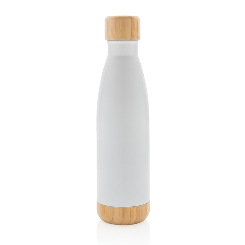 Load image into Gallery viewer, Vacuum stainless steel bottle with bamboo lid and bottom - Custom Wood Designs