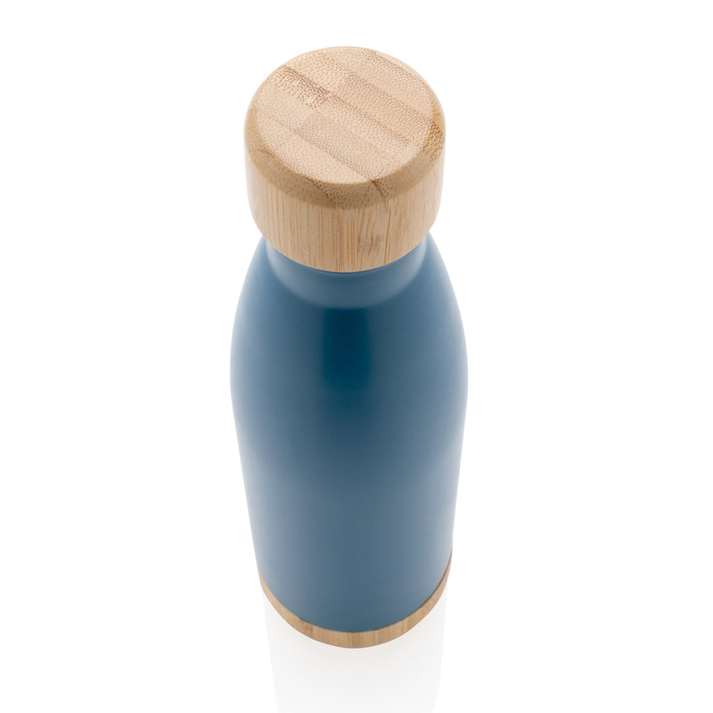 Load image into Gallery viewer, Vacuum stainless steel bottle with bamboo lid and bottom - Custom Wood Designs