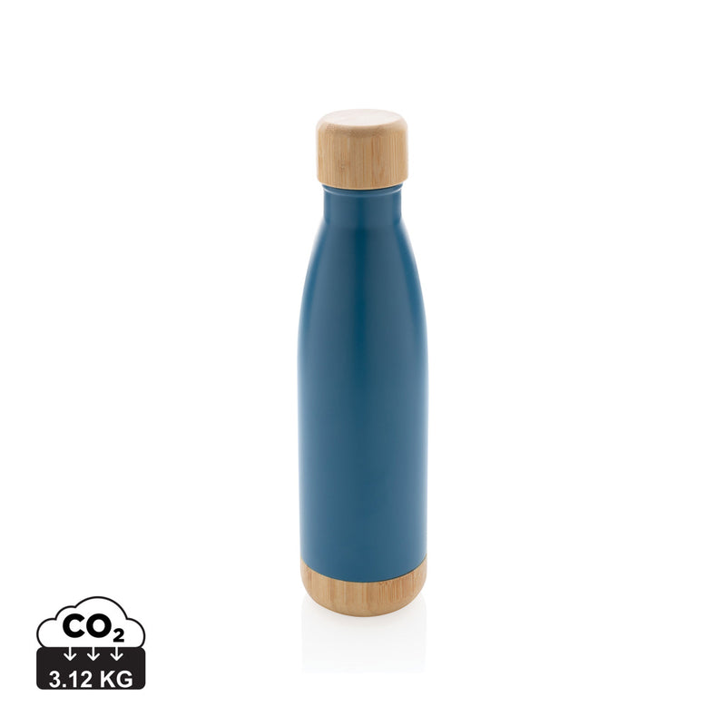 Load image into Gallery viewer, Vacuum stainless steel bottle with bamboo lid and bottom - Custom Wood Designs