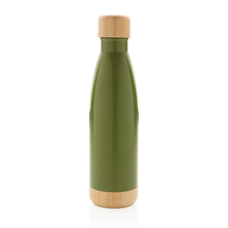 Load image into Gallery viewer, Vacuum stainless steel bottle with bamboo lid and bottom - Custom Wood Designs