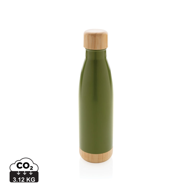 Load image into Gallery viewer, Vacuum stainless steel bottle with bamboo lid and bottom - Custom Wood Designs