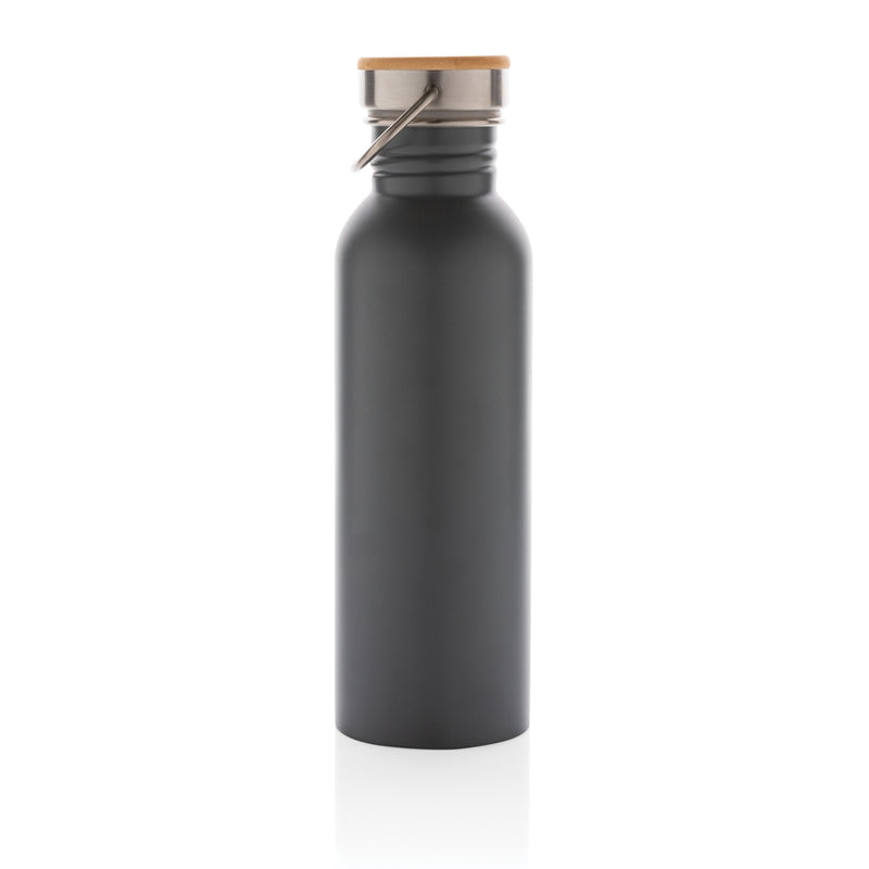Load image into Gallery viewer, Modern stainless steel bottle with bamboo lid - Custom Wood Designs