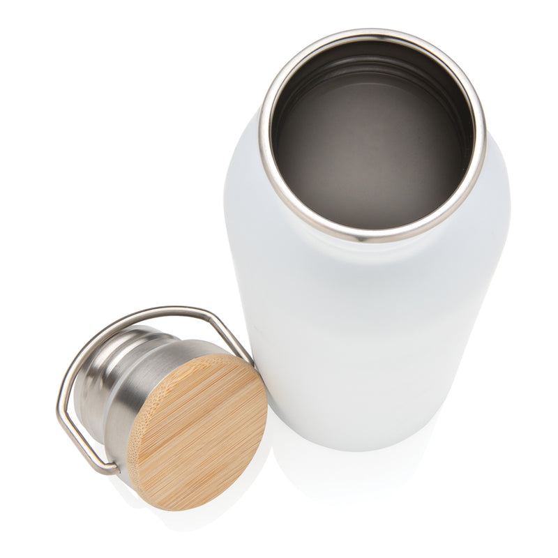 Load image into Gallery viewer, Modern stainless steel bottle with bamboo lid - Custom Wood Designs
