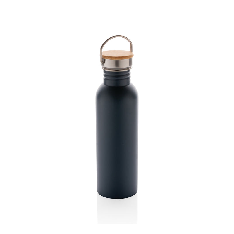 Load image into Gallery viewer, Modern stainless steel bottle with bamboo lid - Custom Wood Designs
