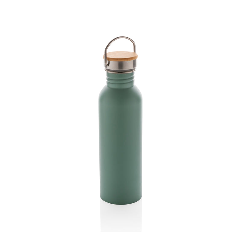 Load image into Gallery viewer, Modern stainless steel bottle with bamboo lid - Custom Wood Designs