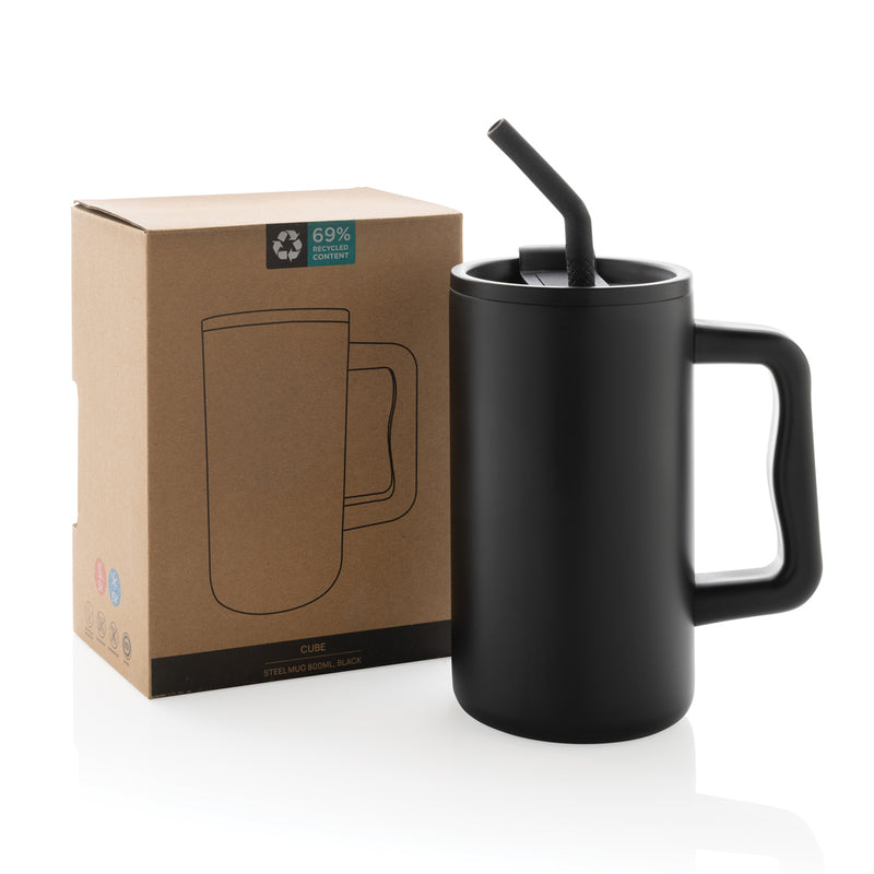 Load image into Gallery viewer, Cube RCS certified recycled steel mug 800ml - Custom Wood Designs