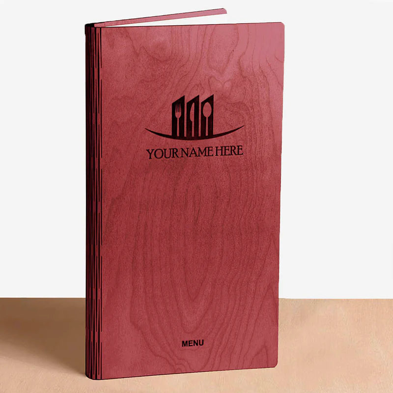 Load image into Gallery viewer, 20 x Wood Menu 20x40cm Custom Wood Designs __label: Multibuy Redhospitalitymenus.customwooddesigns.menubookholder.