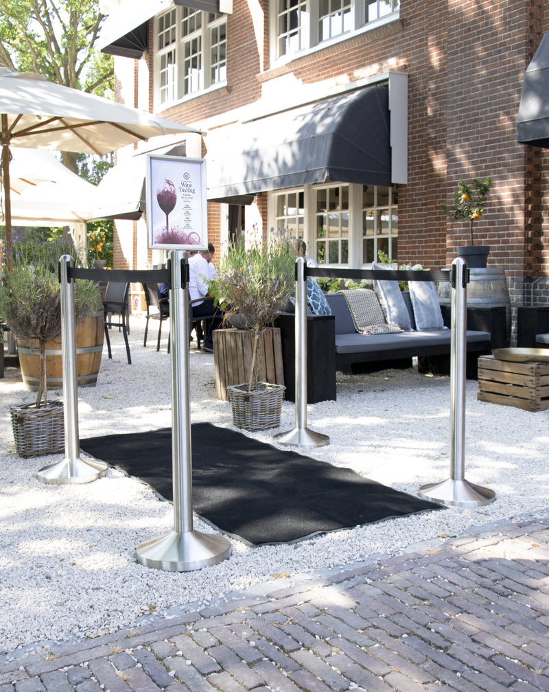 Load image into Gallery viewer, Retractable Barrier Set with 4 poles Custom Wood Designs __label: Multibuy black-retractable-barrier-set-with-4-poles-53613731250519