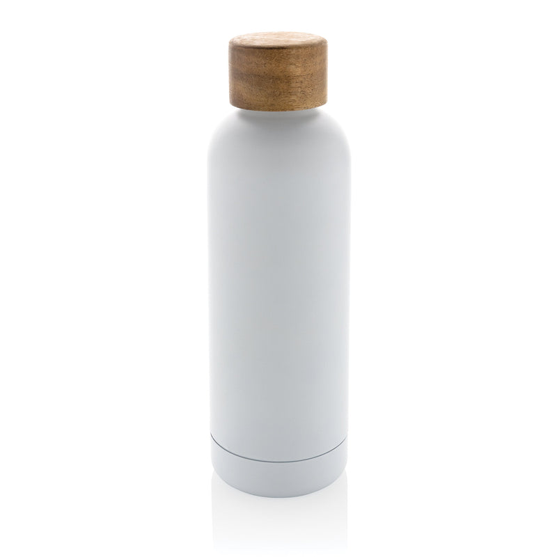 Load image into Gallery viewer, Stainless steel bottle with wood lid pack of 25 White Custom Wood Designs __label: Multibuy black-stainless-steel-bottle-with-wood-lid-pack-of-25-53613618692439