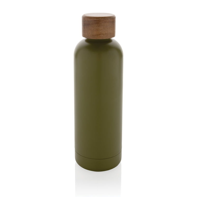 Load image into Gallery viewer, Stainless steel bottle with wood lid pack of 25 Green Custom Wood Designs __label: Multibuy black-stainless-steel-bottle-with-wood-lid-pack-of-25-53613620560215