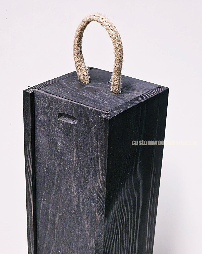 Load image into Gallery viewer, Sliding Lid Bottle Box - Single Black x25 Bottle box Custom Wood Designs __label: Multibuy Bottle Box Bottle Boxes Single bottle box bottle-box-default-title-sliding-lid-bottle-box-single-black-x25-53613480083799