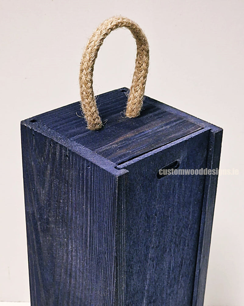 Load image into Gallery viewer, Sliding Lid Bottle Box - Single Blue x25 Bottle box Custom Wood Designs __label: Multibuy Bottle Boxes corporate gift gift box Gift Boxes irisg gift wooden Box bottle-box-default-title-sliding-lid-bottle-box-single-blue-x25-52616469021015