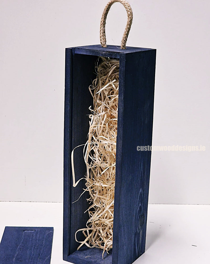 Load image into Gallery viewer, Sliding Lid Bottle Box - Single Blue x25 Bottle box Custom Wood Designs __label: Multibuy Bottle Boxes corporate gift gift box Gift Boxes irisg gift wooden Box bottle-box-default-title-sliding-lid-bottle-box-single-blue-x25-53613481754967