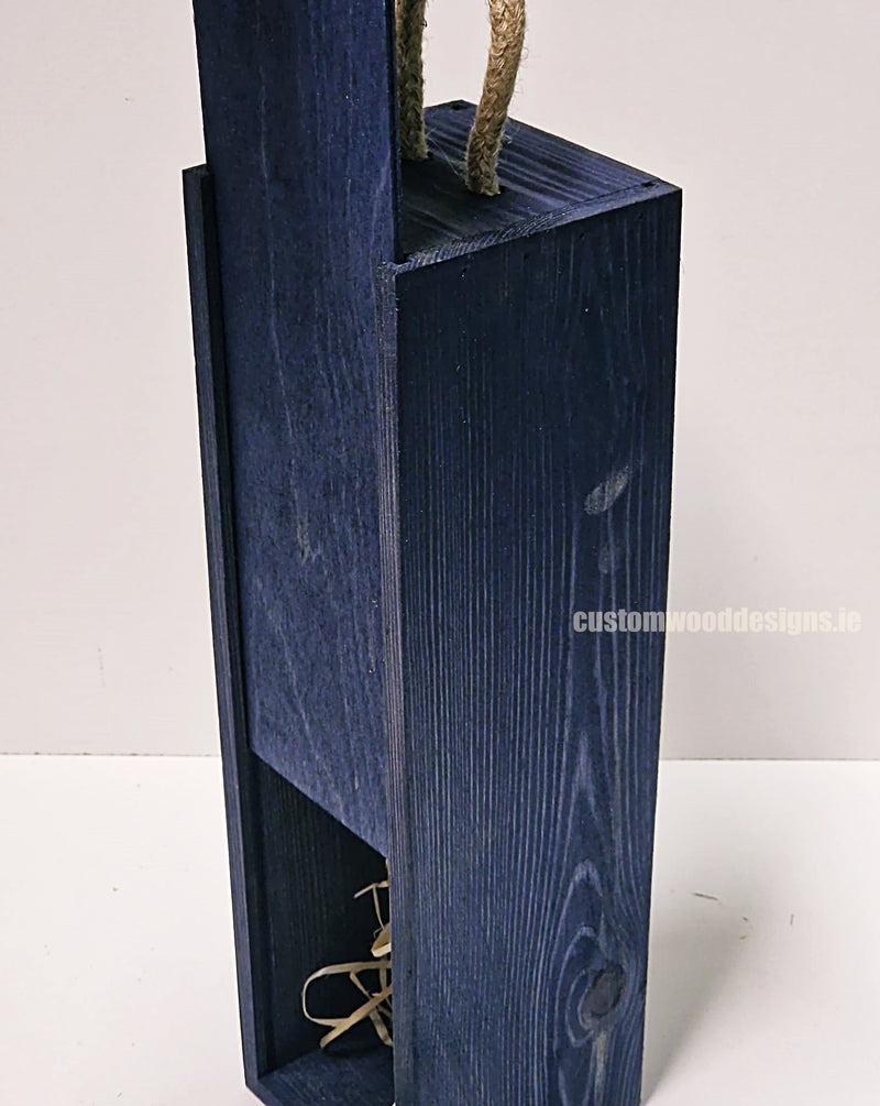 Load image into Gallery viewer, Sliding Lid Bottle Box - Single Blue x25 Bottle box Custom Wood Designs __label: Multibuy Bottle Boxes corporate gift gift box Gift Boxes irisg gift wooden Box bottle-box-default-title-sliding-lid-bottle-box-single-blue-x25-53613485687127