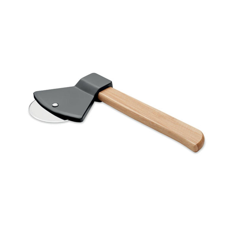 Load image into Gallery viewer, Pizza cutter with bamboo handle pack of 25 Custom Wood Designs __label: Multibuy branded-pizza-cutter-with-bamboo-handle-pack-of-25-53613651689815