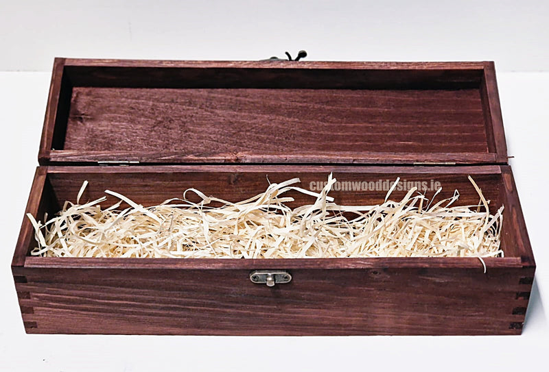 Load image into Gallery viewer, Hinged Lid 1 Bottle Box - Burgundy x25 Custom Wood Designs __label: Multibuy Bottle Box Bottle Boxes gift box Gift Boxes Single bottle box wooden Box default-title-hinged-lid-1-bottle-box-burgundy-x25-52627340689751