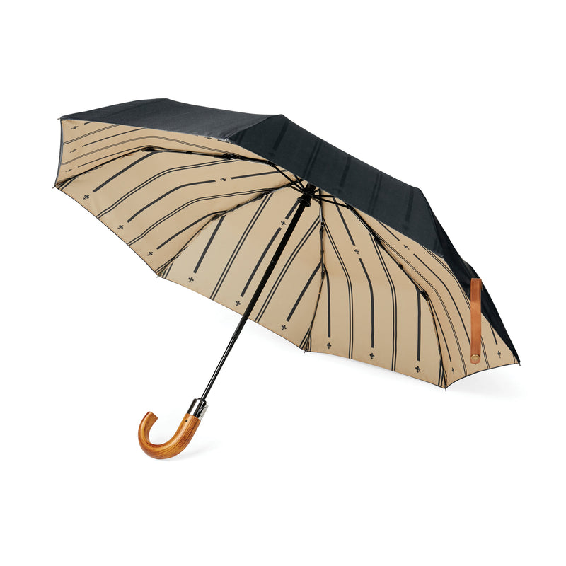 Load image into Gallery viewer, 21" Foldable Umbrella pack of 25 Black Custom Wood Designs __label: Multibuy greige-21-foldable-umbrella-pack-of-25-53613574193495