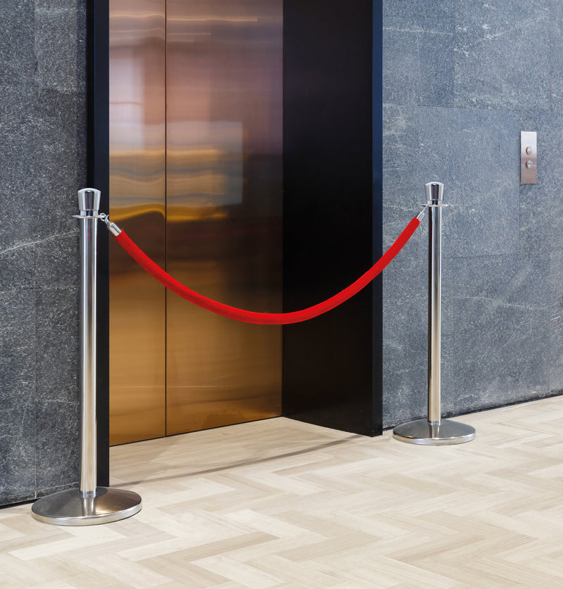 Load image into Gallery viewer, Four piece barrier poles with base with 5 ropes Custom Wood Designs white-four-piece-barrier-poles-with-base-with-5-ropes-52880899506519