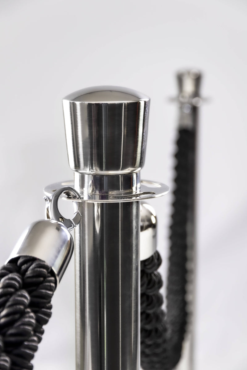 Load image into Gallery viewer, Four piece barrier poles with base with 5 ropes Custom Wood Designs white-four-piece-barrier-poles-with-base-with-5-ropes-53613665026391