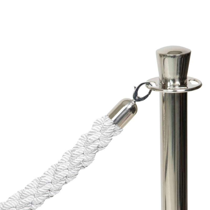 Load image into Gallery viewer, Four piece barrier poles with base with 5 ropes White Custom Wood Designs white-four-piece-barrier-poles-with-base-with-5-ropes-53613667451223