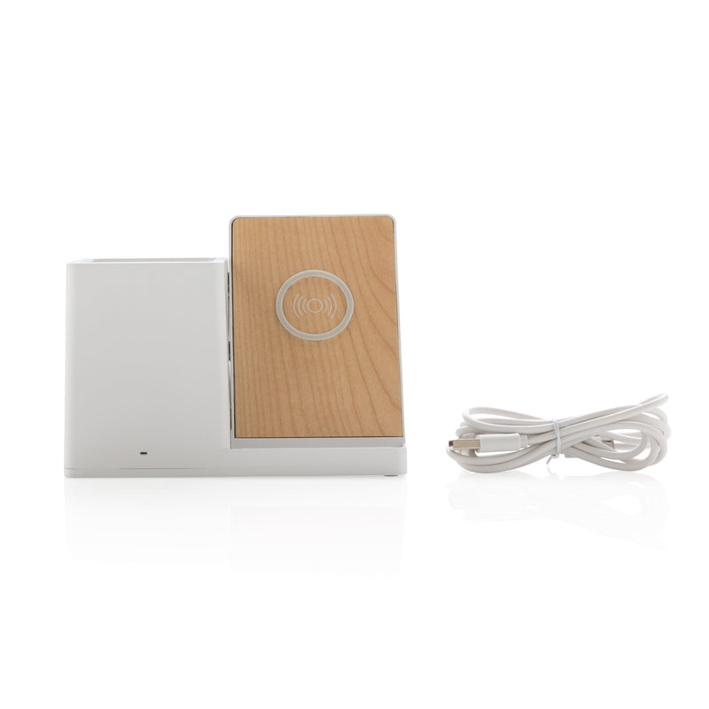 Load image into Gallery viewer, Wooden bamboo recycled plastic 10W wireless charger pack of 25 Custom Wood Designs __label: Multibuy white-wooden-bamboo-recycled-plastic-10w-wireless-charger-pack-of-25-53613168492887