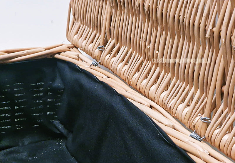 Load image into Gallery viewer, 10 x Wicker Hamper Basket 40 X 28 X 17cm Wicker Hamper Basket Custom Wood Designs Gifting basket hamper basket Retail display basket wicker basket wicker-hamper-basket-with-black-fabiric-interior-10-x-wicker-hamper-basket-40-x-28-x-17cm-53613680296279