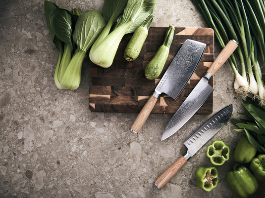 Hattasan Damascus Santoku knife - Custom Wood Designs