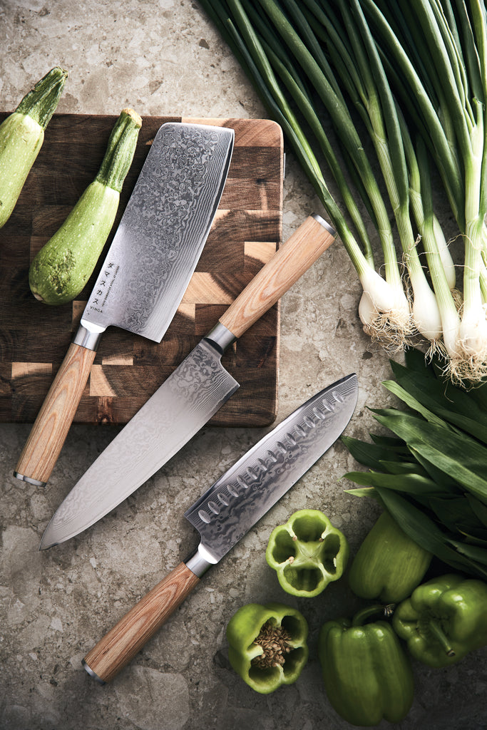 Load image into Gallery viewer, Hattasan Damascus Santoku knife - Custom Wood Designs
