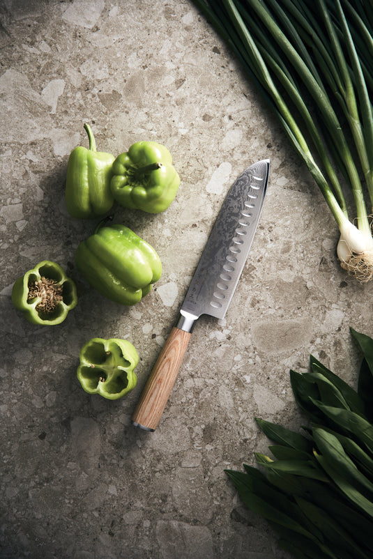 Hattasan Damascus Santoku knife - Custom Wood Designs