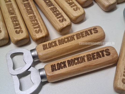 50 x Bottle opener w/wooden handle Custom Wood Designs __label: Multibuy BAEB7A_1_e87dcf19-ca26-4258-a666-a4a390b899d2